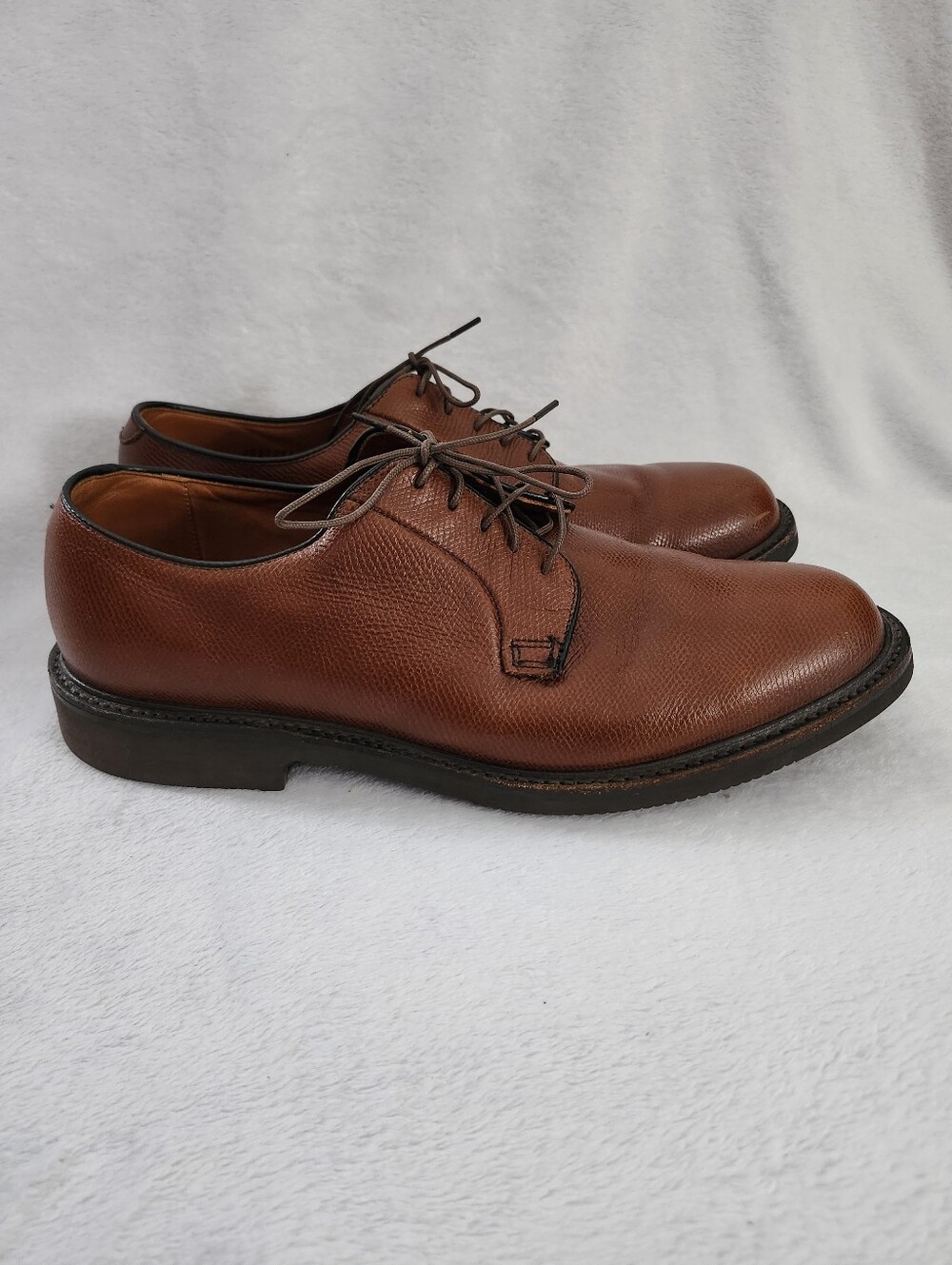 KEITH HIGHLANDERS Cognac Brown Pebbled Leather Derby Dress Shoes Size 10.5